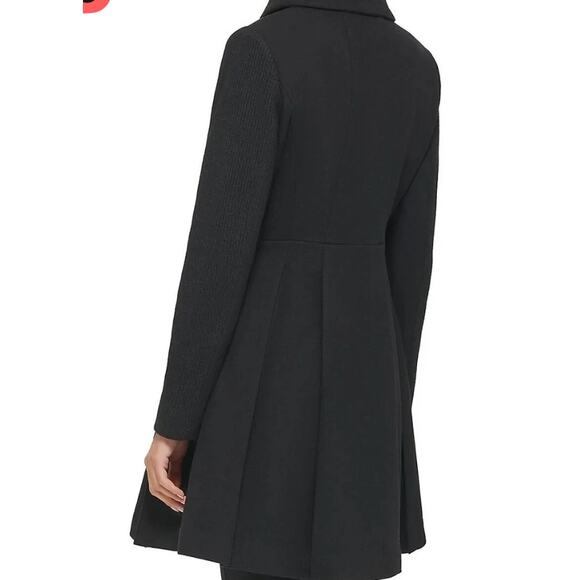 Guess Pleated Wool Blend Flared Coat - Picture 2 of 3